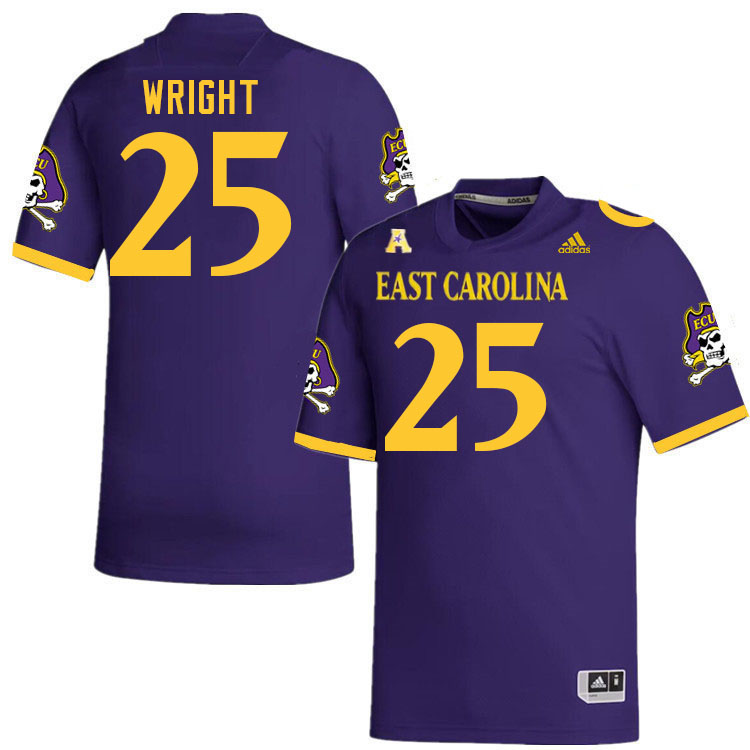 Men #25 McCallum Wright ECU Pirates College Football Jerseys Stitched Sale-Purple